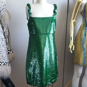 Ganni Emerald Sequin Mini Dress